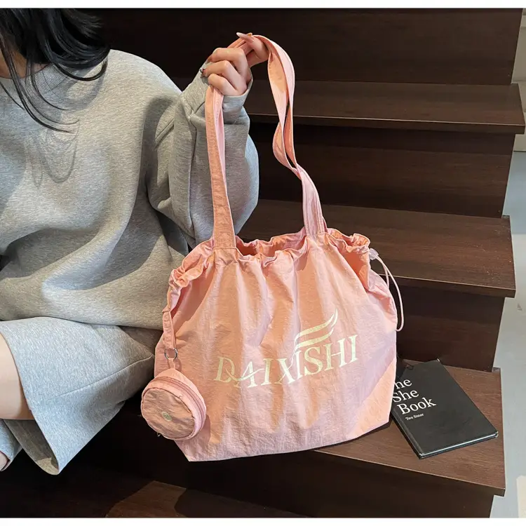 Women Canvas Shoulder Bag Pink Orange Large Capacity — feature 24