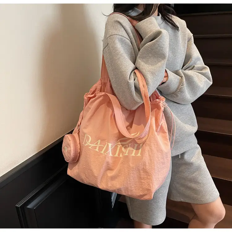 Women Canvas Shoulder Bag Pink Orange Large Capacity — feature 26