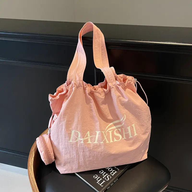 Women Canvas Shoulder Bag Pink Orange Large Capacity - Image 3