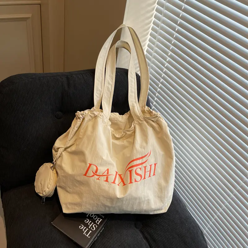 Women Canvas Shoulder Bag Pink Orange Large Capacity - Image 5