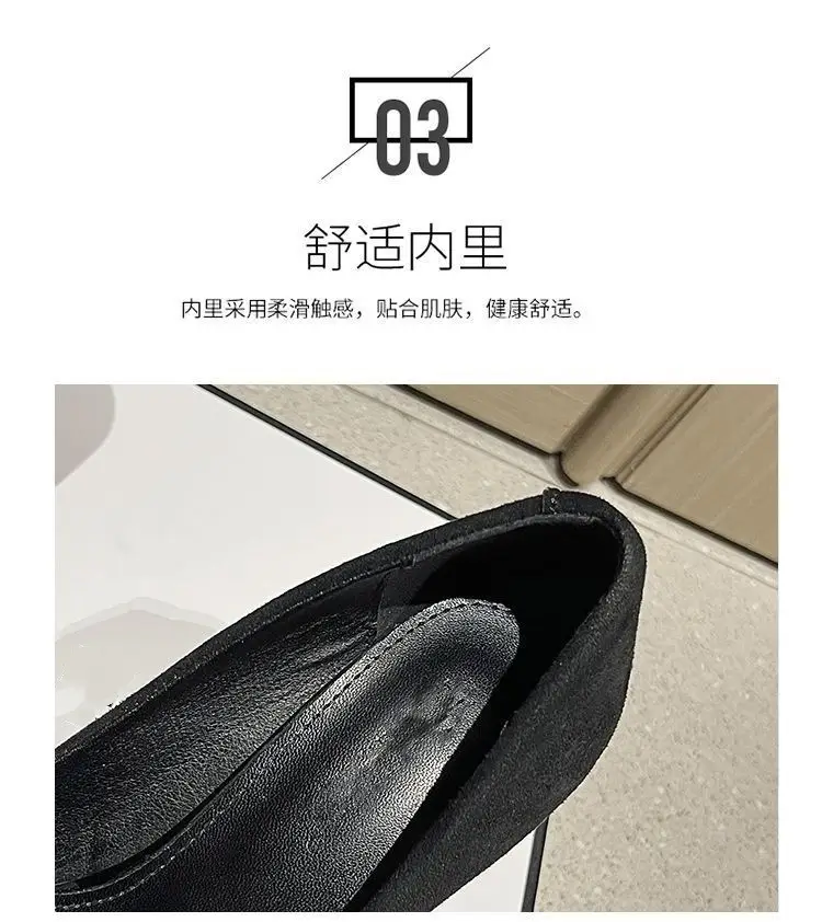2026 Spring and Autumn New Style Socialite Sexy Pointed Toe Square Buckle Rhinestone French Black High Heels Women's Stiletto Work Shoes — feature 6