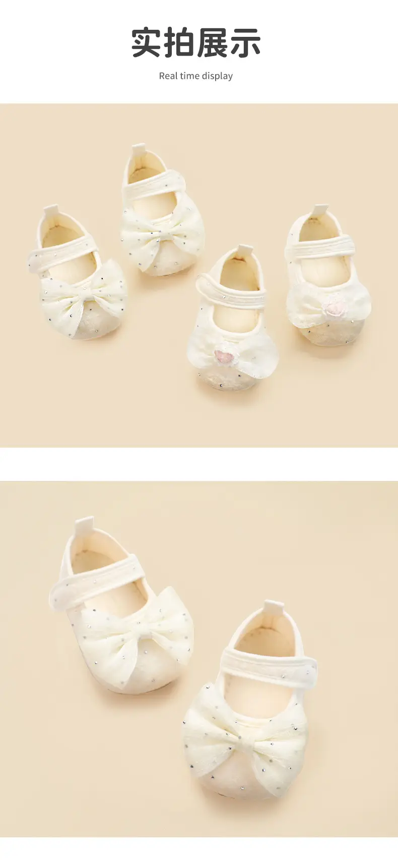 Spring and Autumn Non-Slip Bowknot Pure White Floor Socks for Baby Girls, Newborn Floor Shoes, Infant Soft-Soled Walking Shoes — feature 8