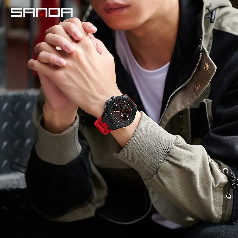 Men's Black LCD Dual Display Waterproof Watch - Image 12