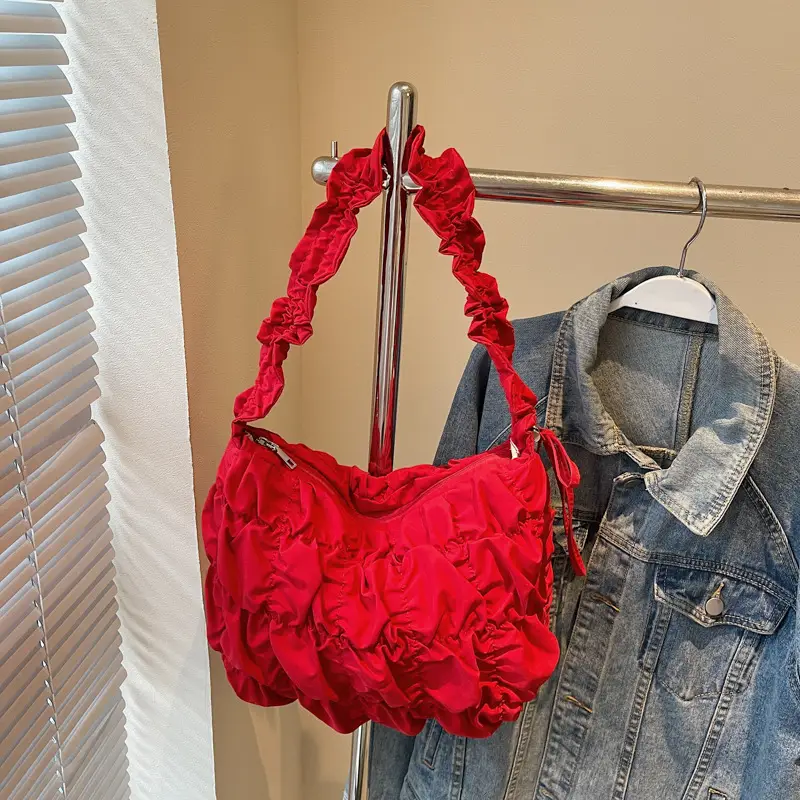 Red Ruffled Crossbody Bag for Women 2025 - Image 4