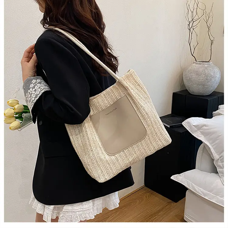 Large Straw Beach Bag Gold 2025 Casual One Shoulder — feature 11