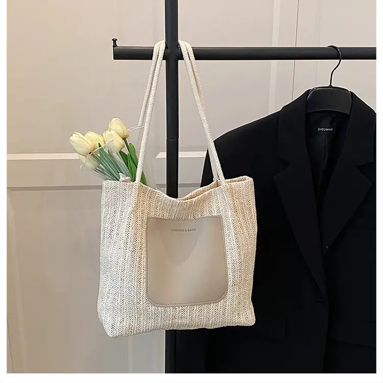 Large Straw Beach Bag Gold 2025 Casual One Shoulder — feature 21