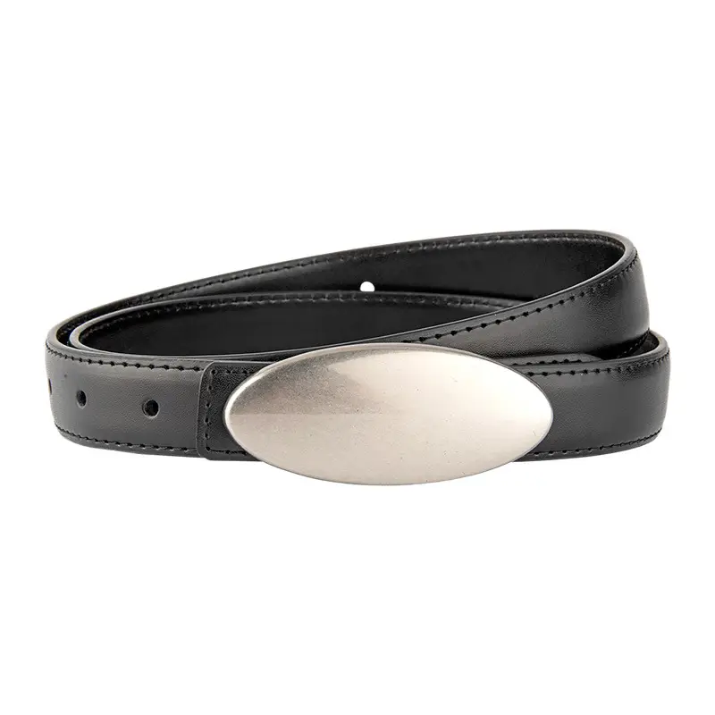 Women's Brown Oval Alloy Buckle Waist Belt