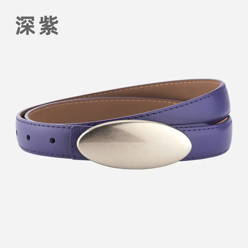 Women's Brown Oval Alloy Buckle Waist Belt