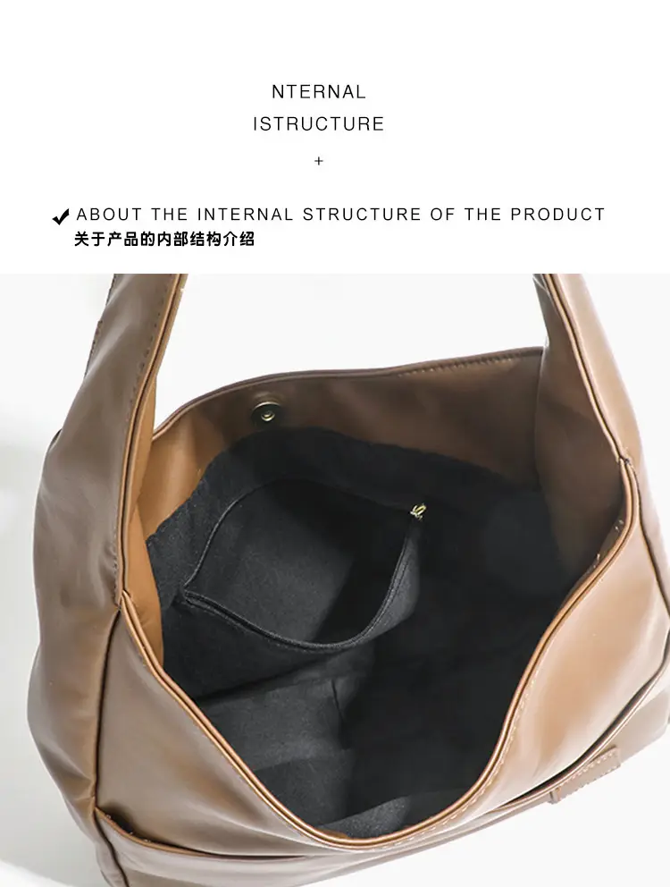 Brown Vintage Large Capacity Shoulder Bag for Women — feature 5