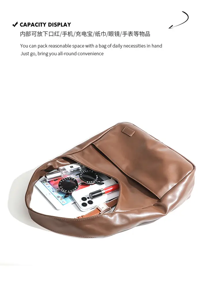 Brown Vintage Large Capacity Shoulder Bag for Women — feature 6