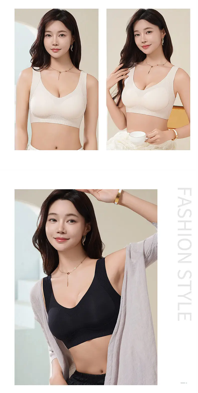 One-piece Vest Traceless Underwear Women's Pull-up Anti-sagging Small Chest Thickened Non-rims Sports Comfortable Bra — feature 23