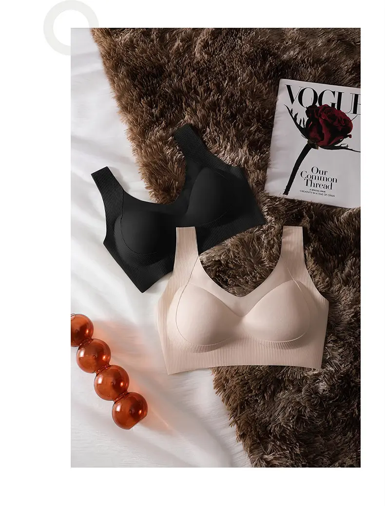 One-piece Vest Traceless Underwear Women's Pull-up Anti-sagging Small Chest Thickened Non-rims Sports Comfortable Bra — feature 26