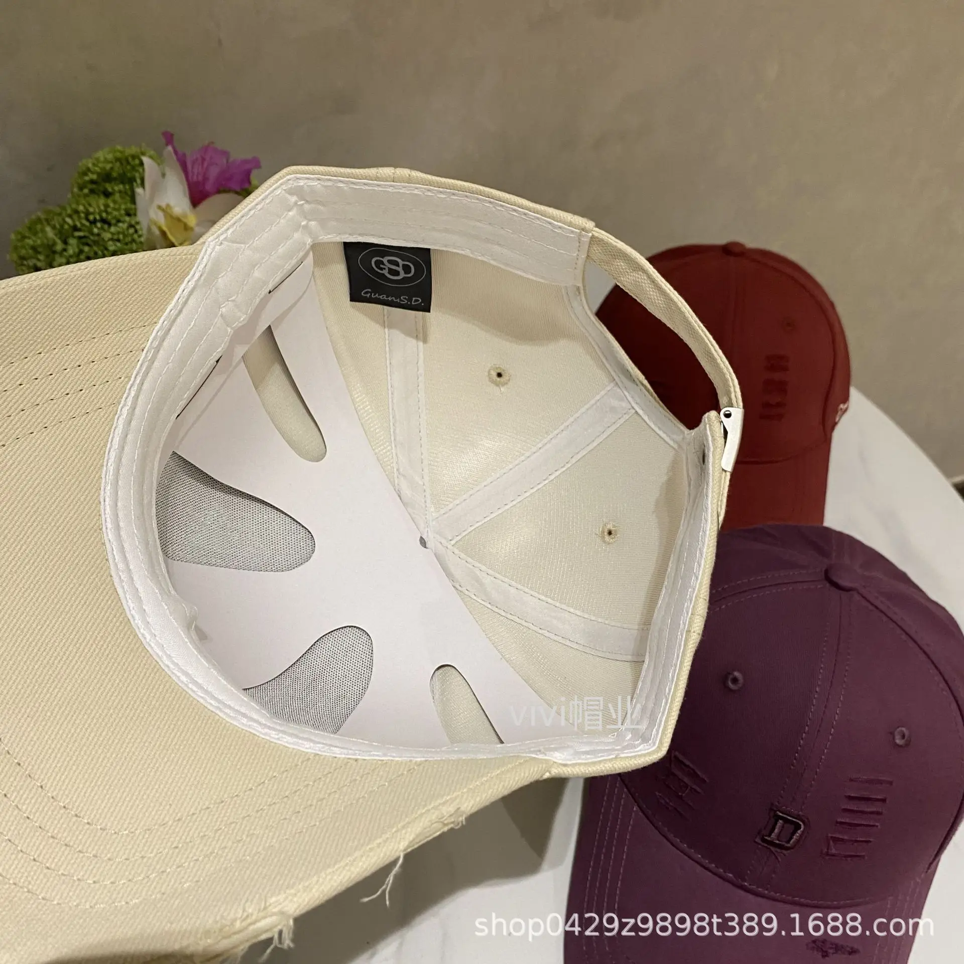 Black Korean Holed Letter Embroidered Cap for Women — feature 10