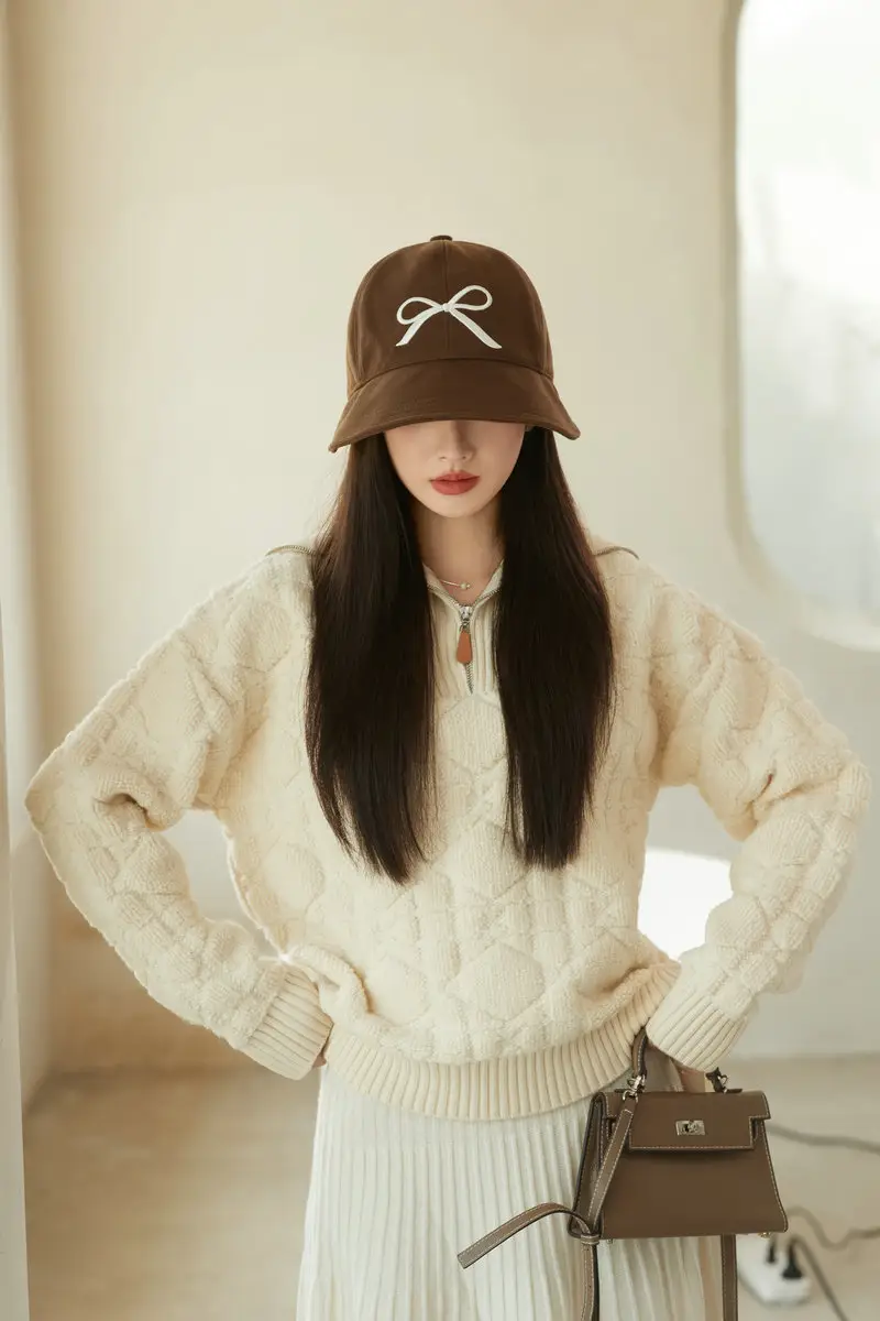 Korean Style Drawstring Bow Hat Large Bristle — feature 1