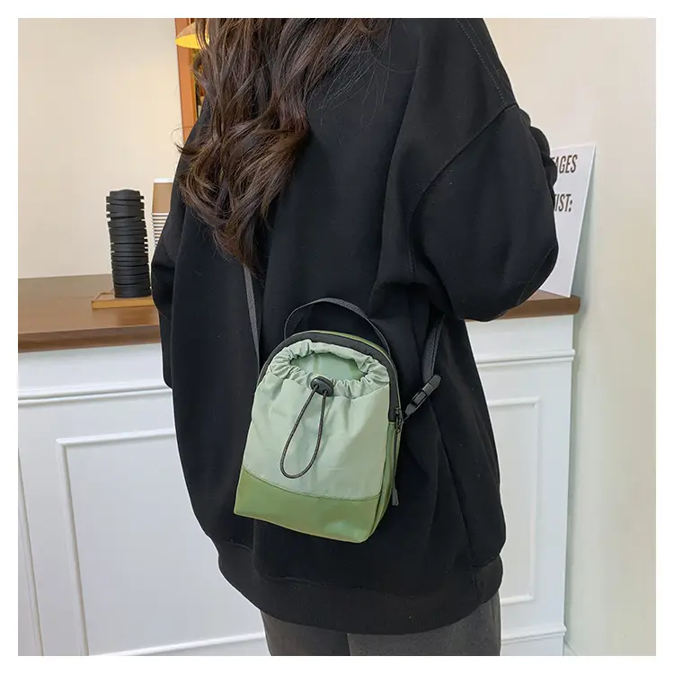 Orange Drawstring Women's Canvas Shoulder Bag — feature 11