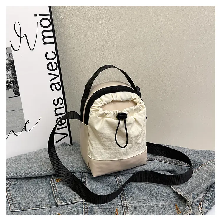 Orange Drawstring Women's Canvas Shoulder Bag — feature 18