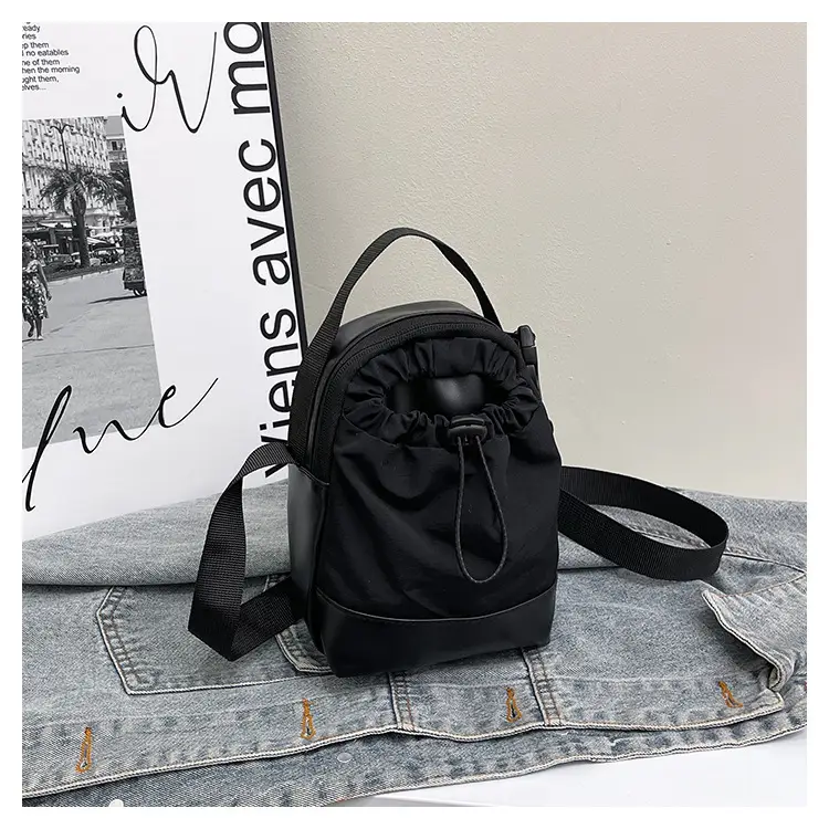 Orange Drawstring Women's Canvas Shoulder Bag — feature 19