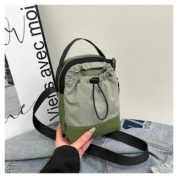 Orange Drawstring Women's Canvas Shoulder Bag — feature 20