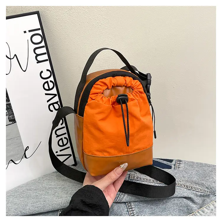 Orange Drawstring Women's Canvas Shoulder Bag — feature 21