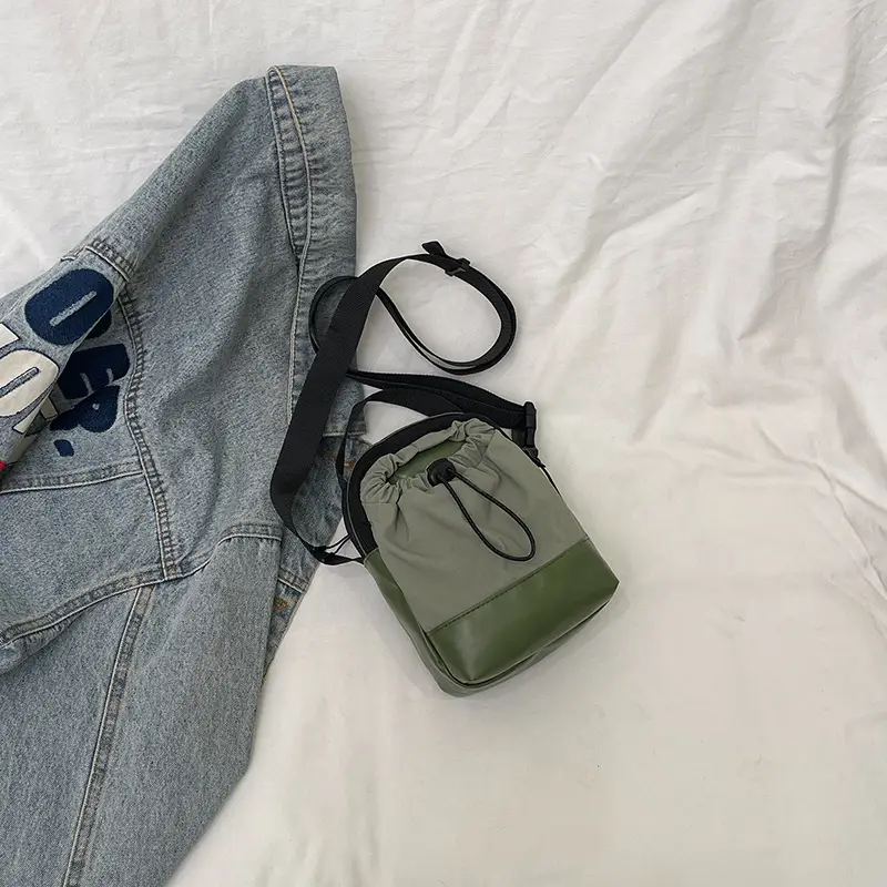 Orange Drawstring Women's Canvas Shoulder Bag