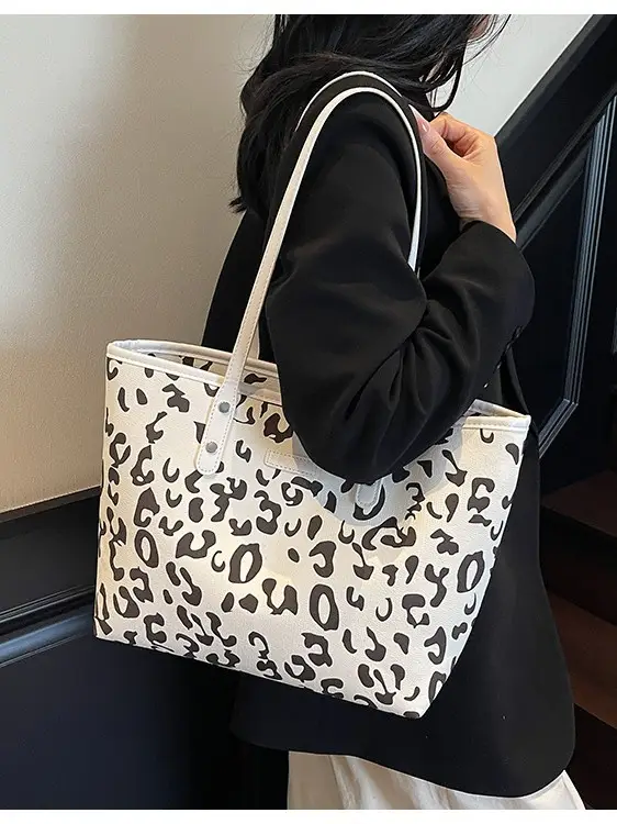 Women Leopard Print Canvas Shoulder Bag 2025 - Image 5