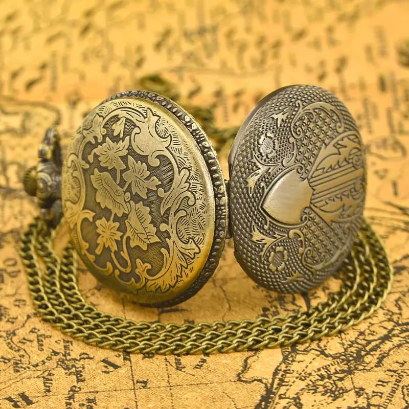 Old Shanghai Style Pocket Watch Necklace with Star Design - Image 5
