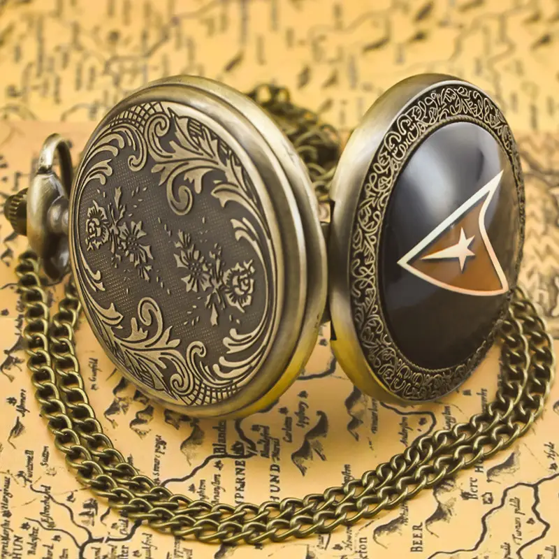 Old Shanghai Style Pocket Watch Necklace with Star Design — feature 7