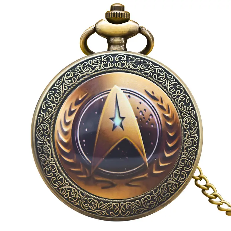 Old Shanghai Style Pocket Watch Necklace with Star Design - Image 3