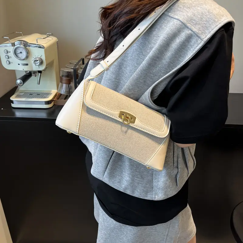 Women's 2025 Textile Shoulder Bags Contrast Colors - Image 8