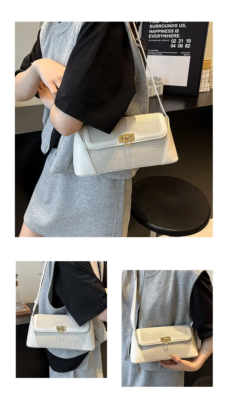 Women's 2025 Textile Shoulder Bags Contrast Colors — feature 10