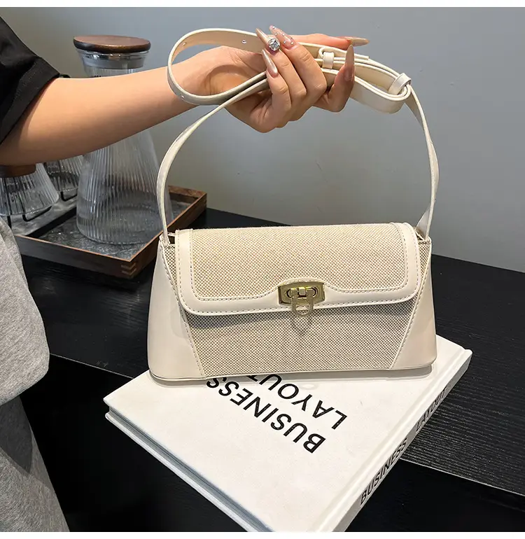 Women's 2025 Textile Shoulder Bags Contrast Colors — feature 13