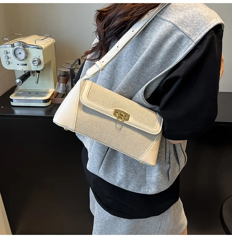 Women's 2025 Textile Shoulder Bags Contrast Colors — feature 14