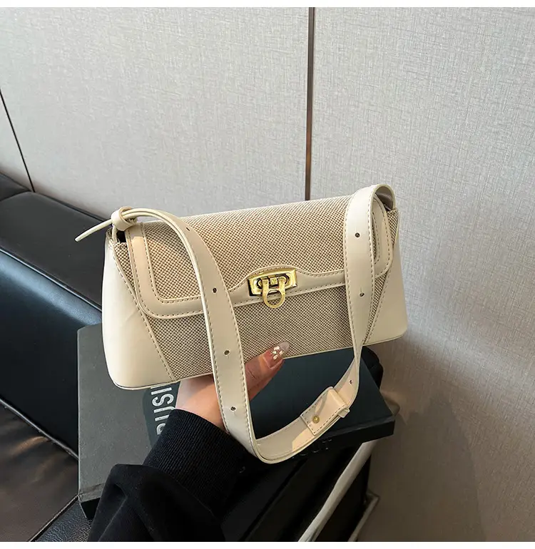 Women's 2025 Textile Shoulder Bags Contrast Colors — feature 15