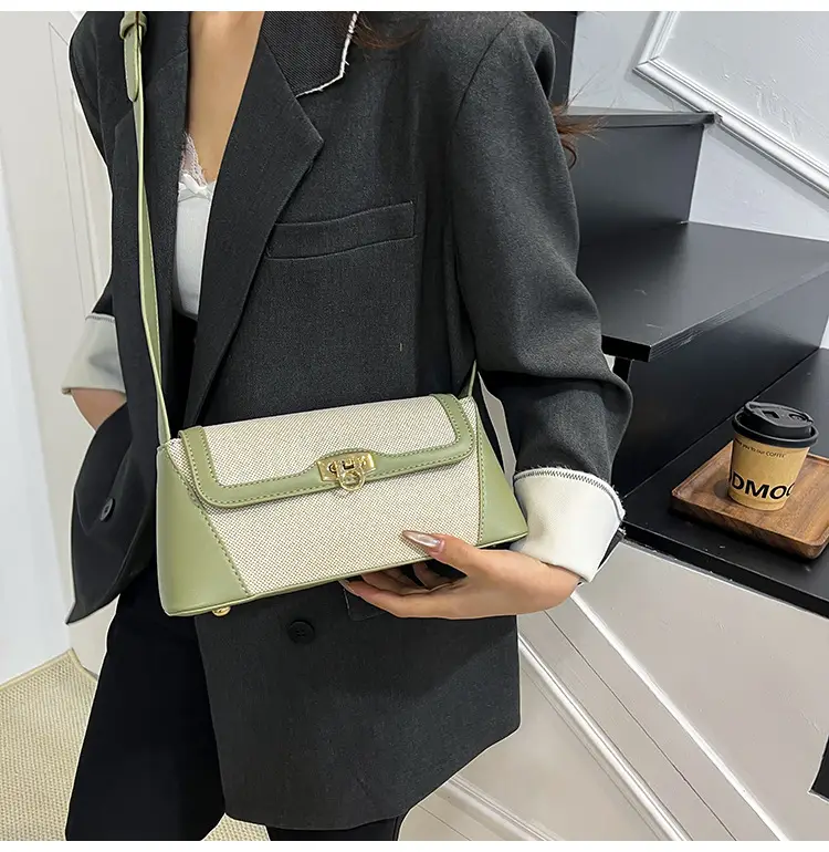 Women's 2025 Textile Shoulder Bags Contrast Colors — feature 17