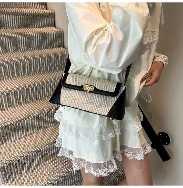 Women's 2025 Textile Shoulder Bags Contrast Colors — feature 18