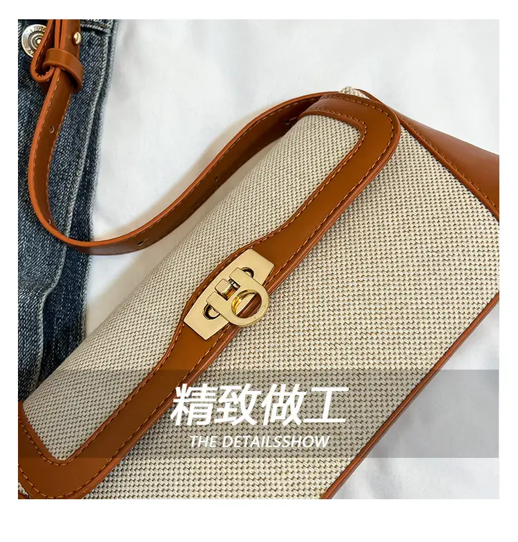 Women's 2025 Textile Shoulder Bags Contrast Colors — feature 4