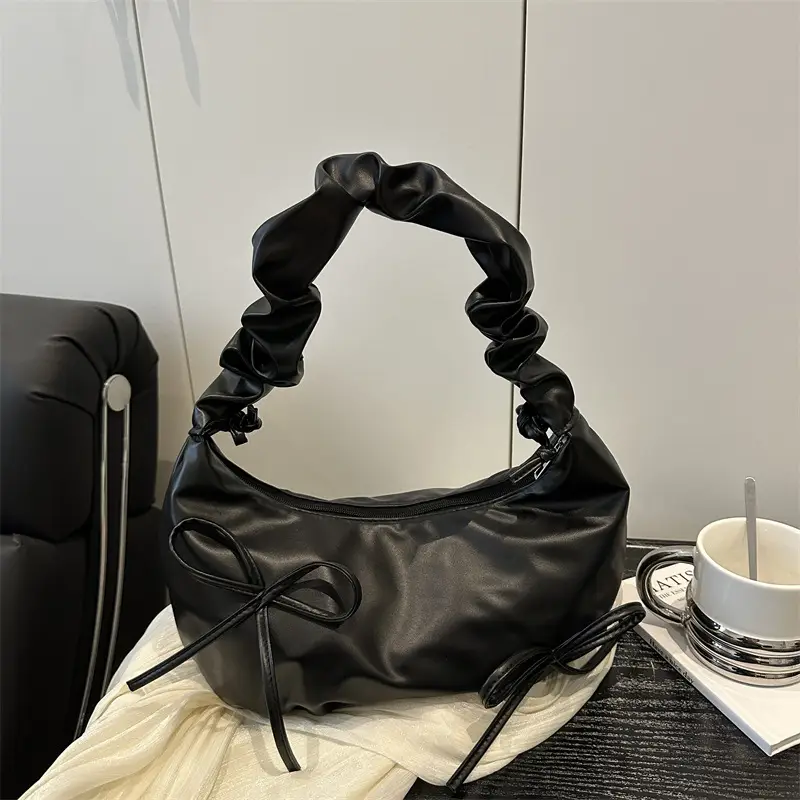 2025 Pleated Bow Shoulder Bag Women's Cloud Bag - Image 8