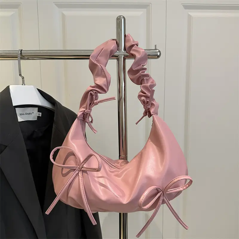 2025 Pleated Bow Shoulder Bag Women's Cloud Bag - Image 9
