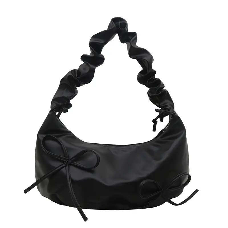2025 Pleated Bow Shoulder Bag Women's Cloud Bag - Image 5