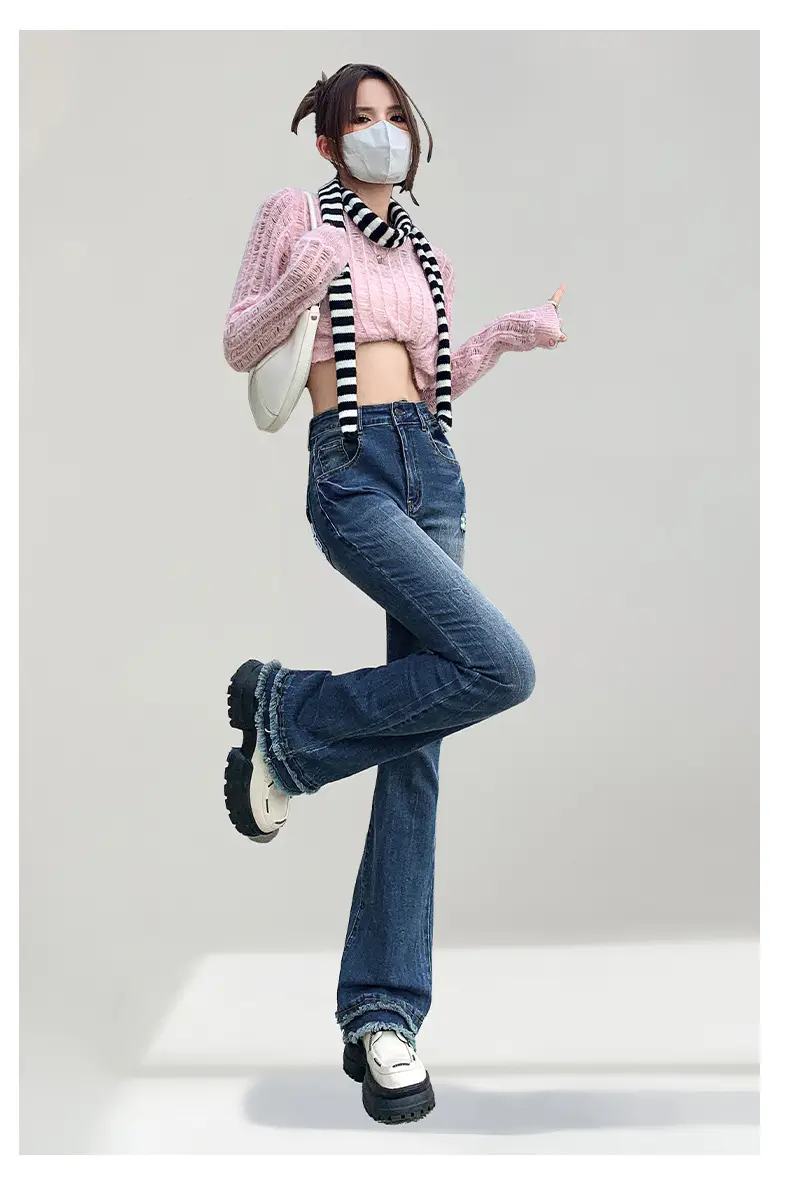 Dark Blue Flared Jeans Women Spring 2026 Slim Fit Stretchy Bootcut — feature 26