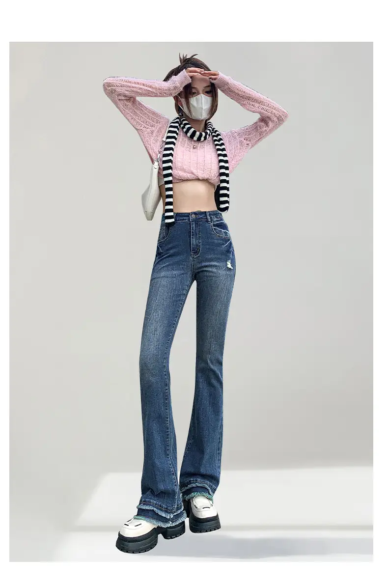 Dark Blue Flared Jeans Women Spring 2026 Slim Fit Stretchy Bootcut — feature 27