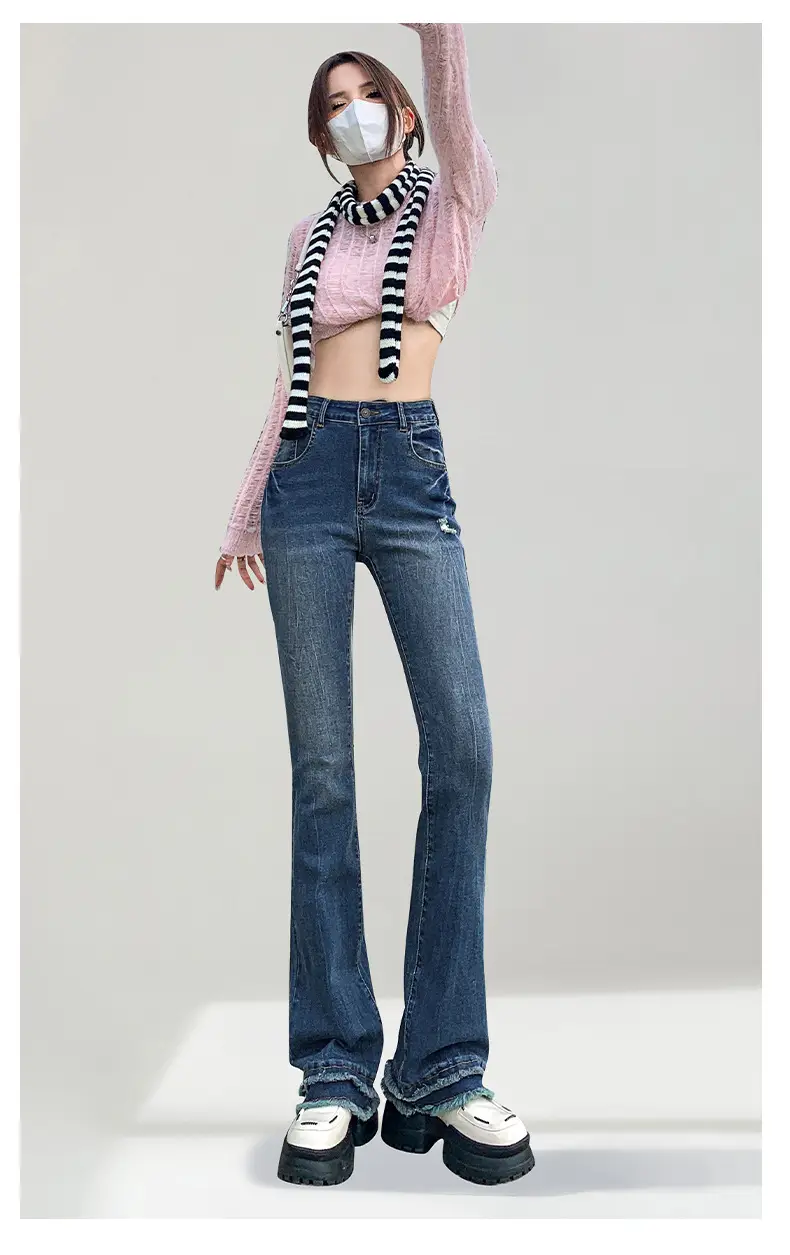 Dark Blue Flared Jeans Women Spring 2026 Slim Fit Stretchy Bootcut — feature 28