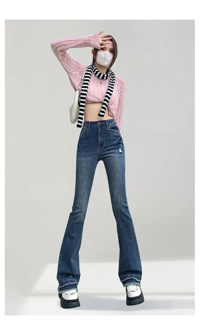 Dark Blue Flared Jeans Women Spring 2026 Slim Fit Stretchy Bootcut — feature 29