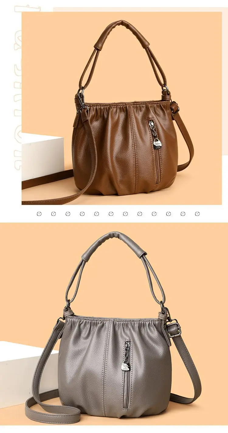 Grey Textured Leather Crossbody Bag for Women — feature 12