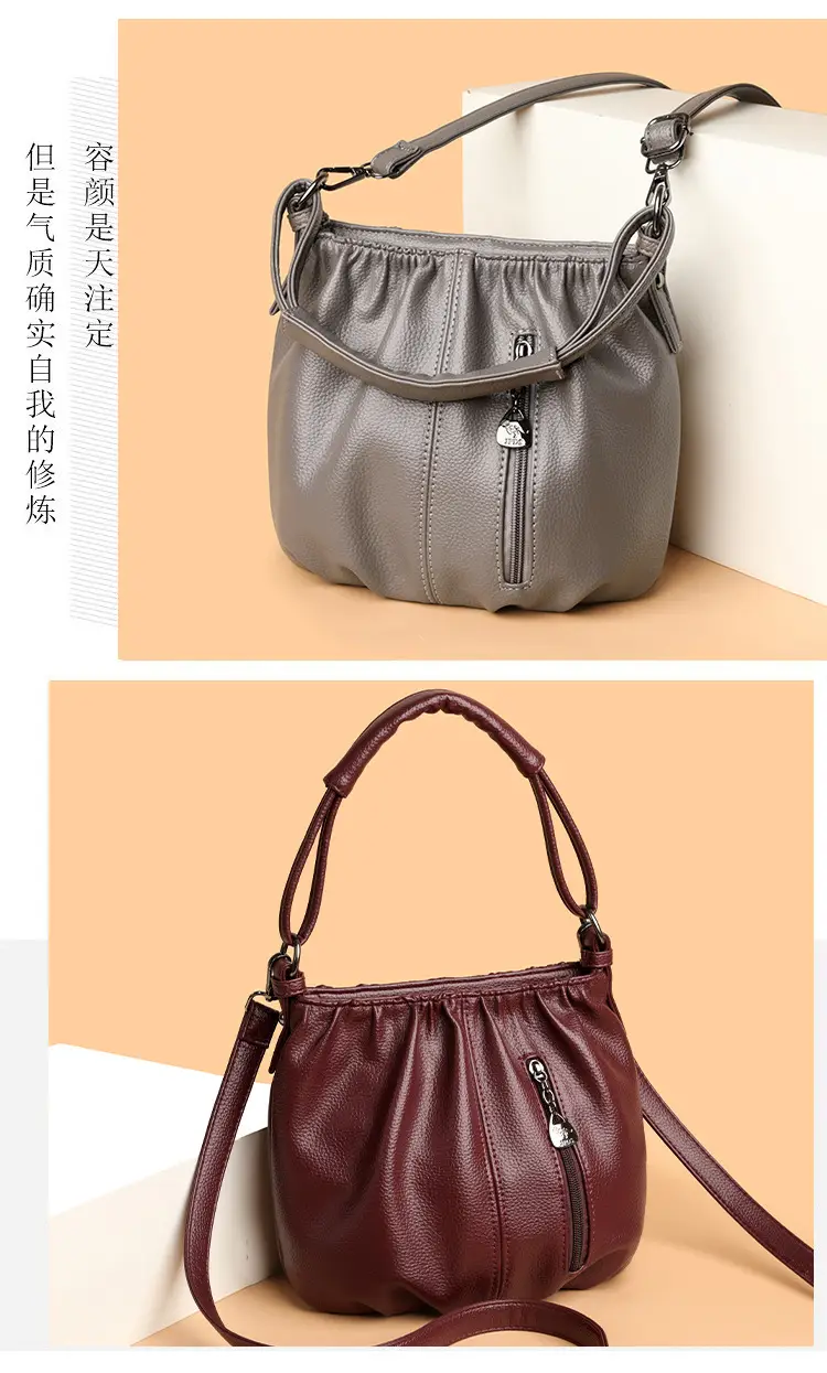 Grey Textured Leather Crossbody Bag for Women — feature 13
