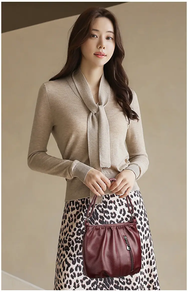 Grey Textured Leather Crossbody Bag for Women — feature 17