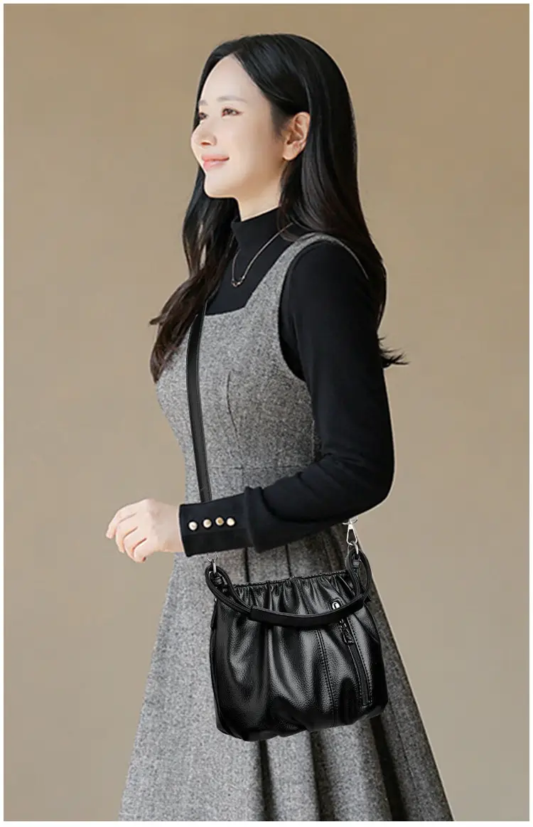 Grey Textured Leather Crossbody Bag for Women — feature 18