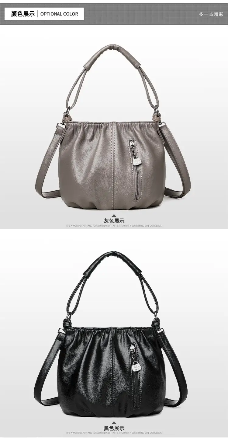 Grey Textured Leather Crossbody Bag for Women — feature 19