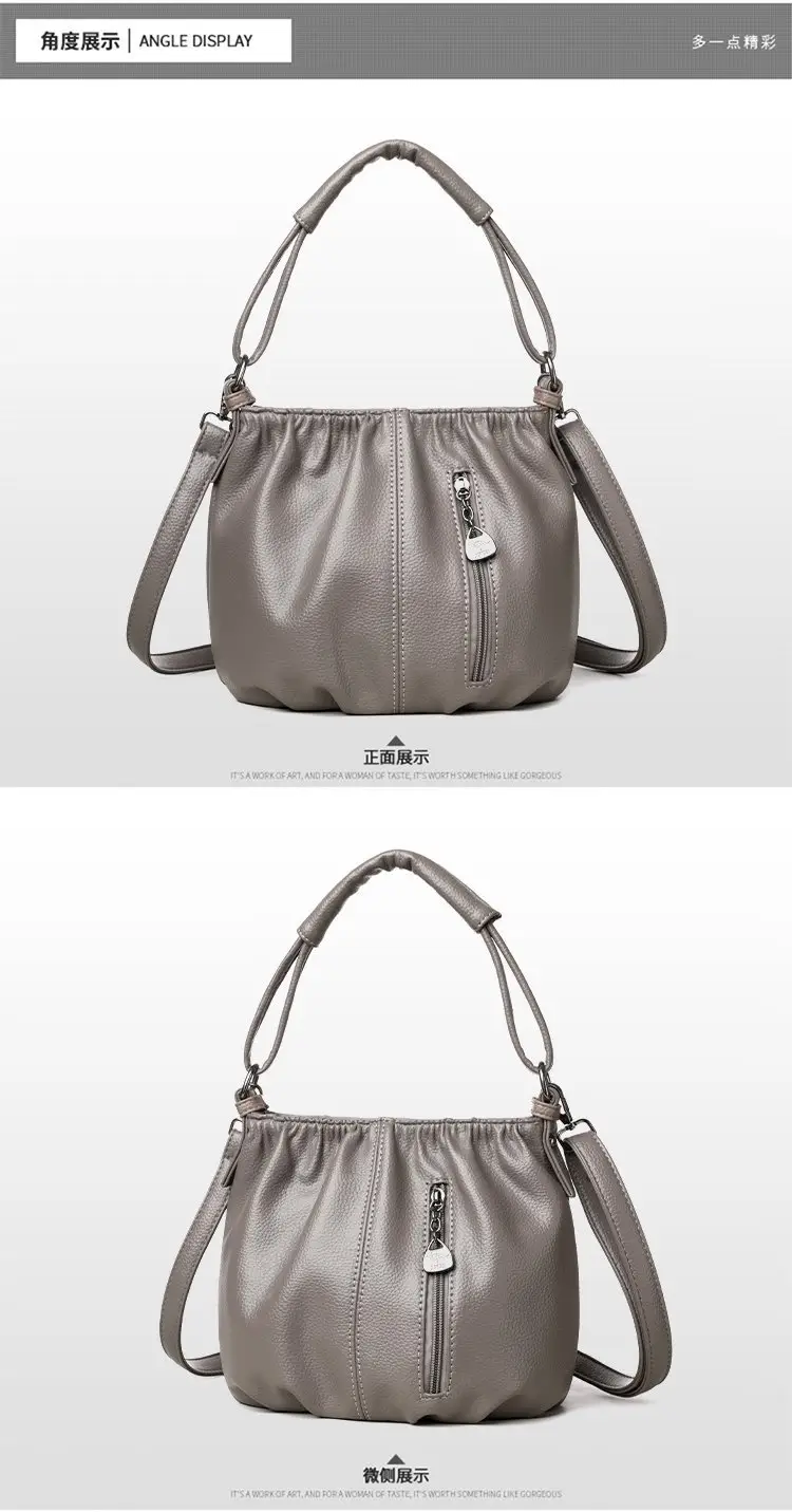 Grey Textured Leather Crossbody Bag for Women — feature 20