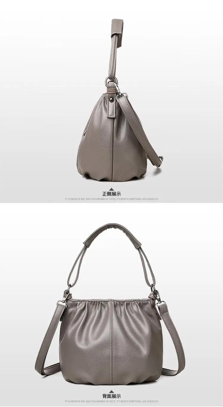 Grey Textured Leather Crossbody Bag for Women — feature 22